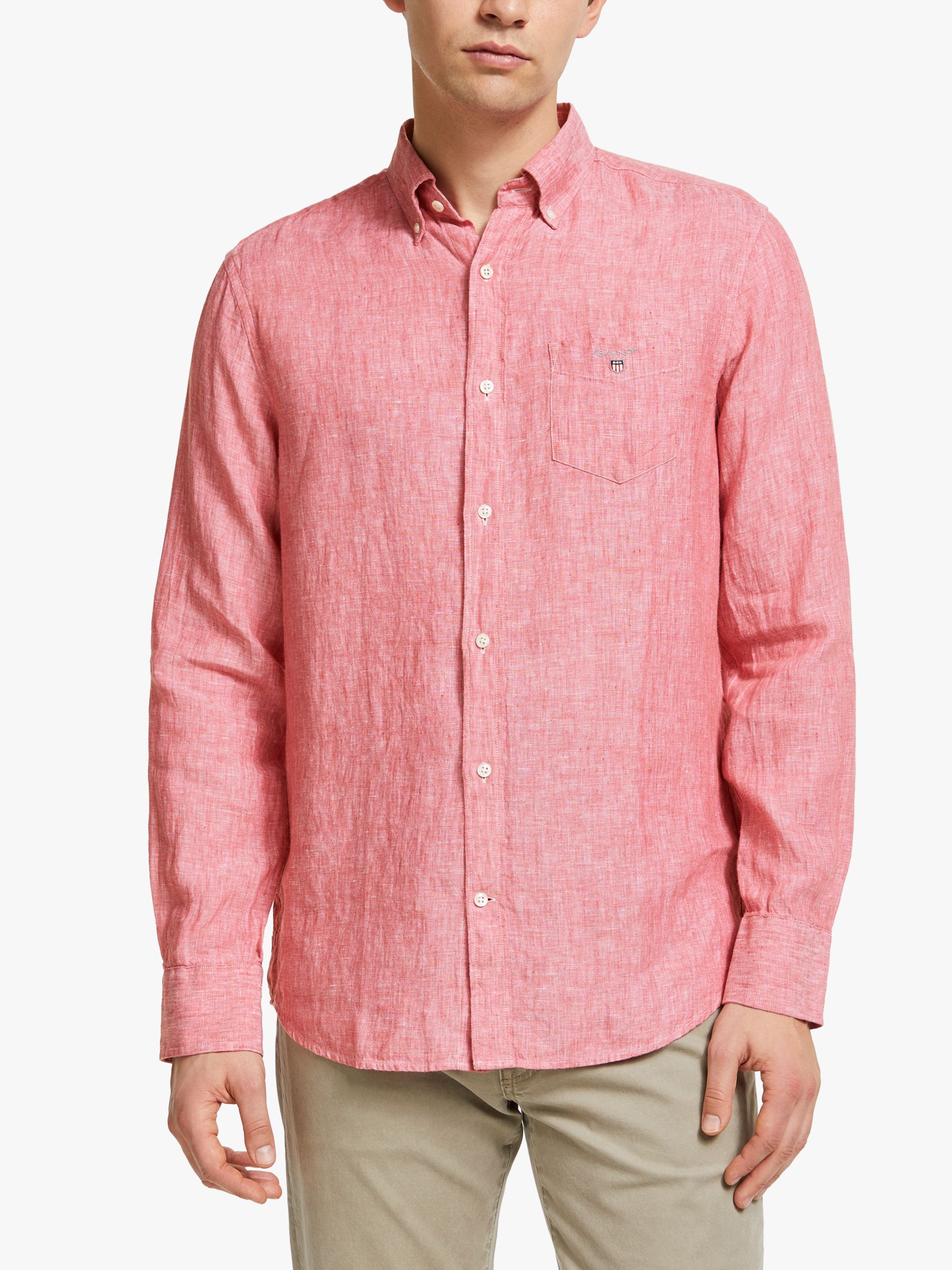 Herren Gant Shirt Gant Men's The Linen Shirt Bright Pink ...