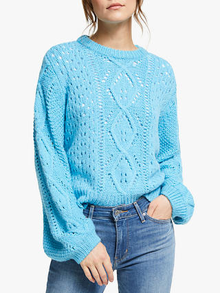 Y.A.S Balloon Sleeve Knit Pullover, Blue