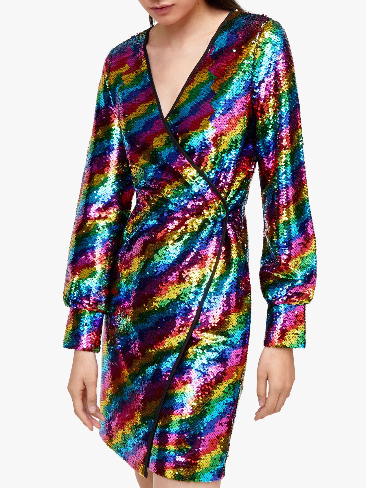 BuyWarehouse Rainbow Sequin Wrap Dress, Multi, 8 Online at johnlewis.com