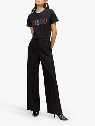 Warehouse Disco Gem Slogan T-Shirt, Black