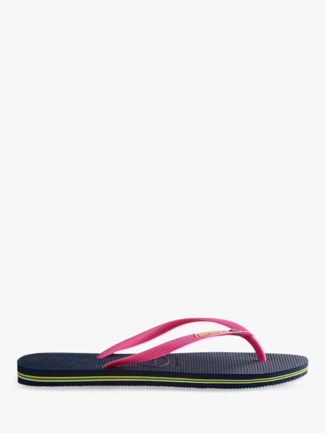 Havaianas Slim Brasil Logo Flip Flops Navy Pink 3 4