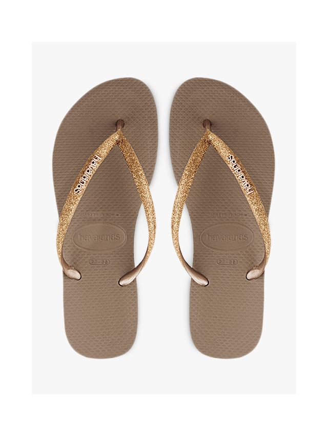 Havaianas Slim Glitter Flip Flops Gold 3 4