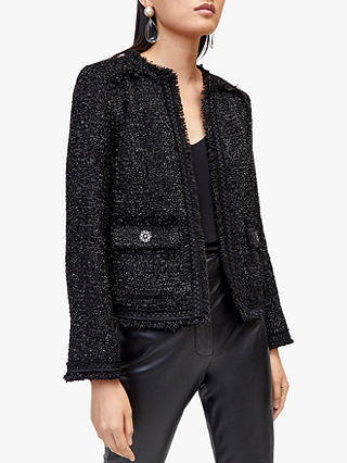 Warehouse Sparkle Tweed Jacket, Black