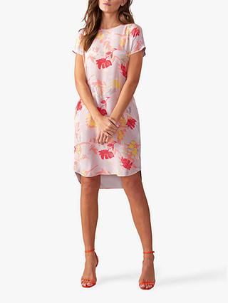 Pure Collection Silk Printed Floral Dress, Silver Print