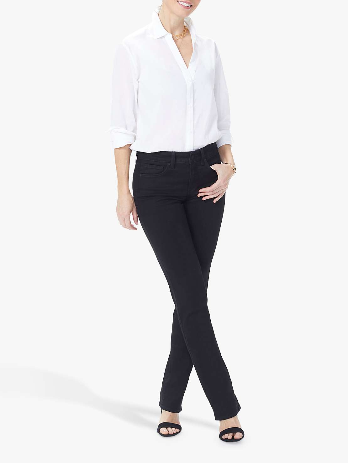 Buy NYDJ Marilyn Straight Leg Jeans, Black Online at johnlewis.com