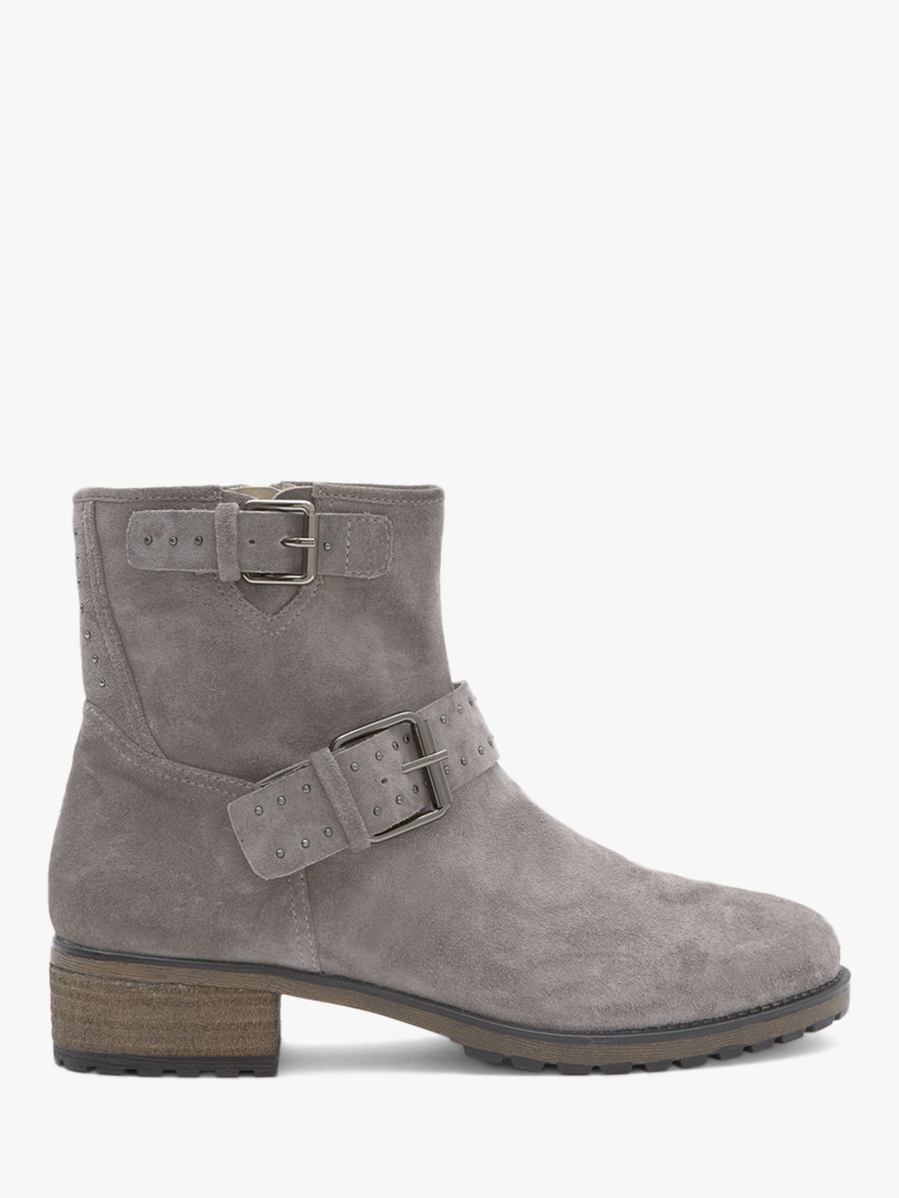 Mint Velvet Nina Suede Buckle Detail Leather Ankle Boots