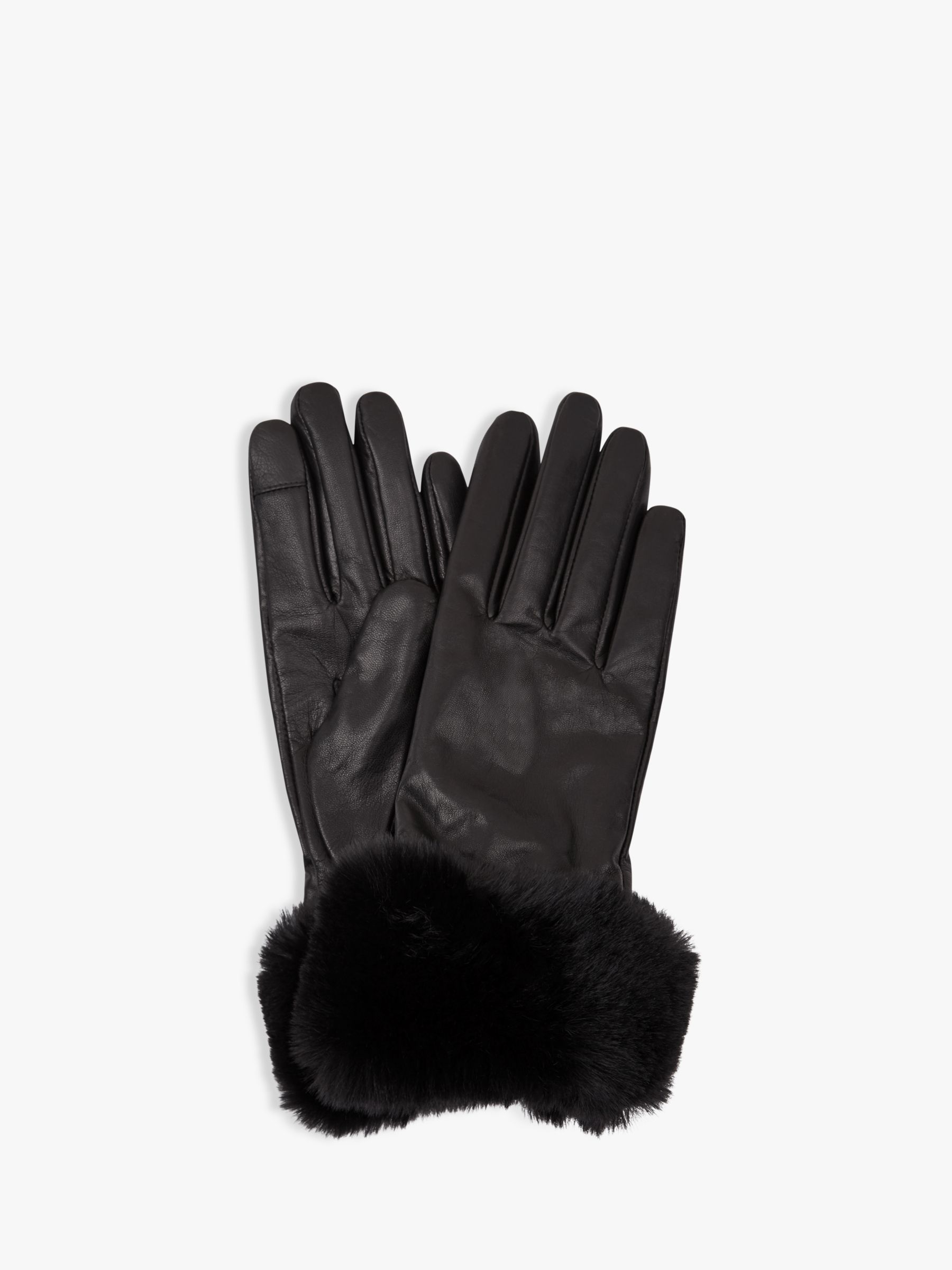 faux fur trim leather gloves