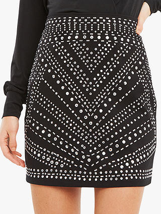 Oasis Stud Embellished Mini Skirt, Black