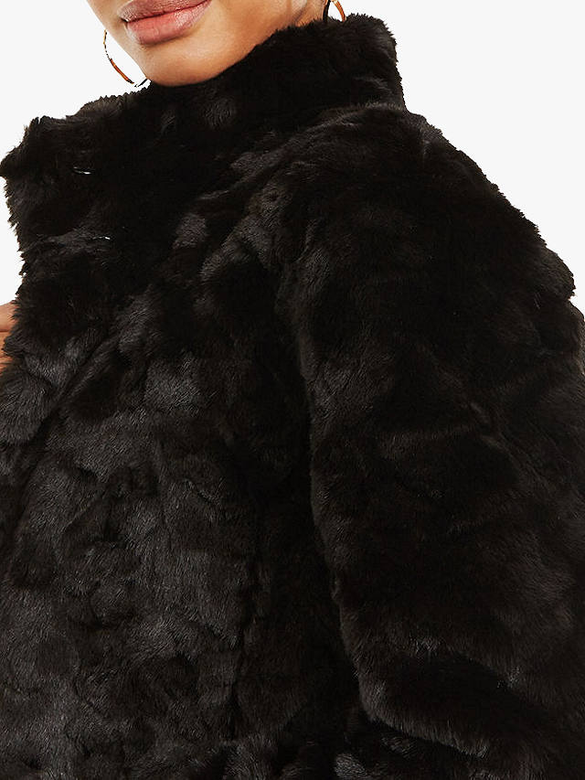 Oasis Twist Faux Fur Coat Black, Wallis Black Faux Fur Shearling Coat