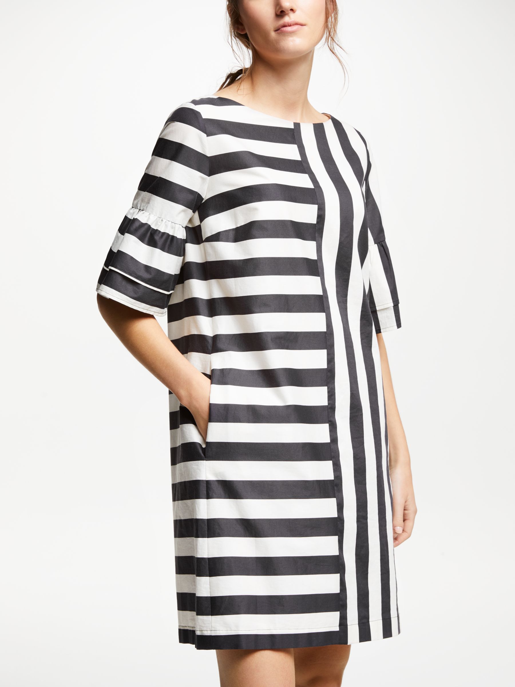 Marella Stripe Dress, Black/White at John Lewis & Partners