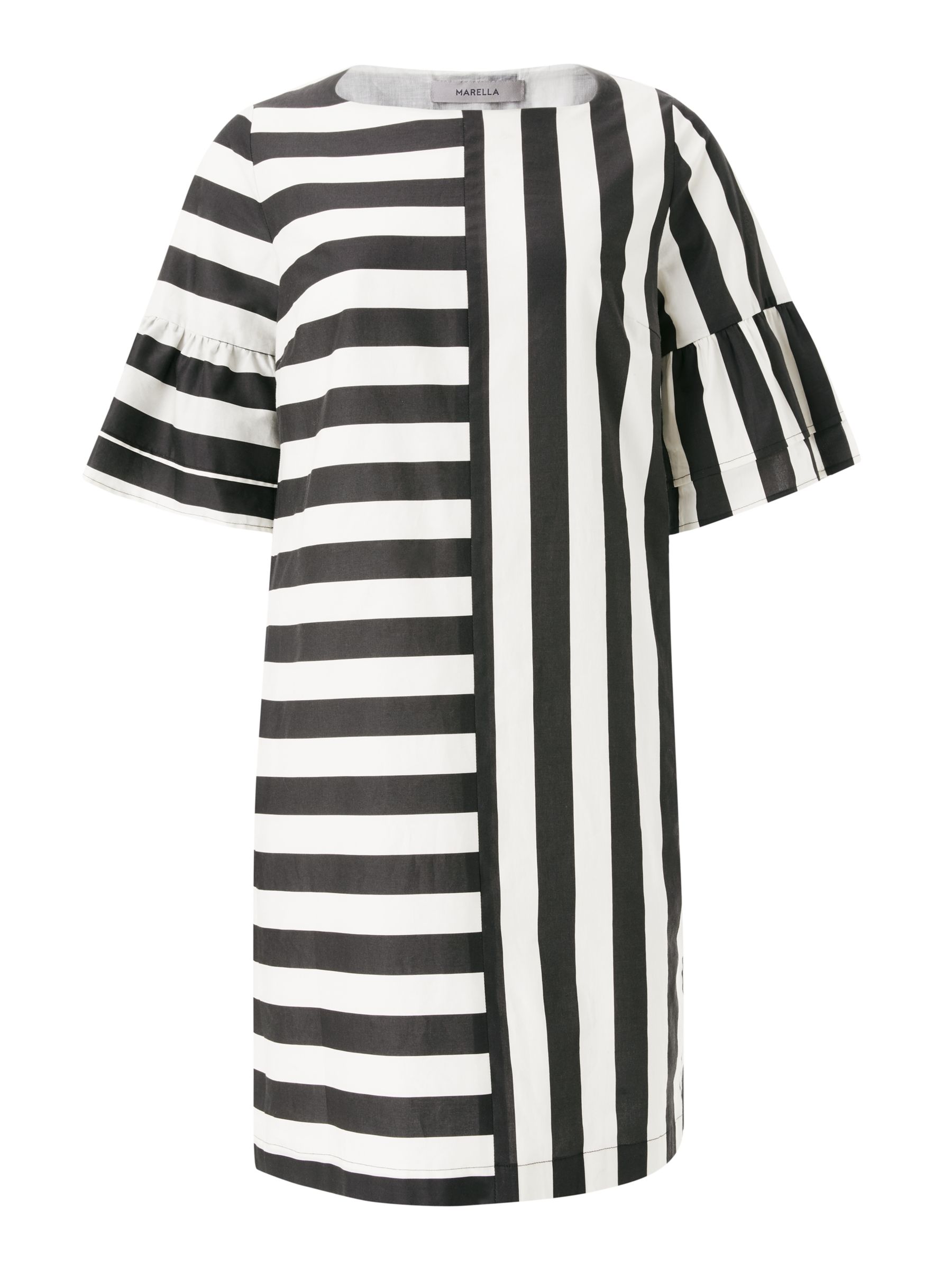 Marella Stripe Dress, Black/White at John Lewis & Partners