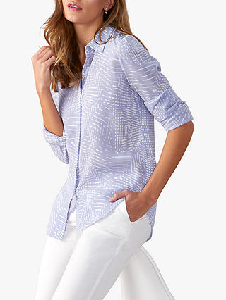 Pure Collection Washed Silk Blouse, Lilac Geo