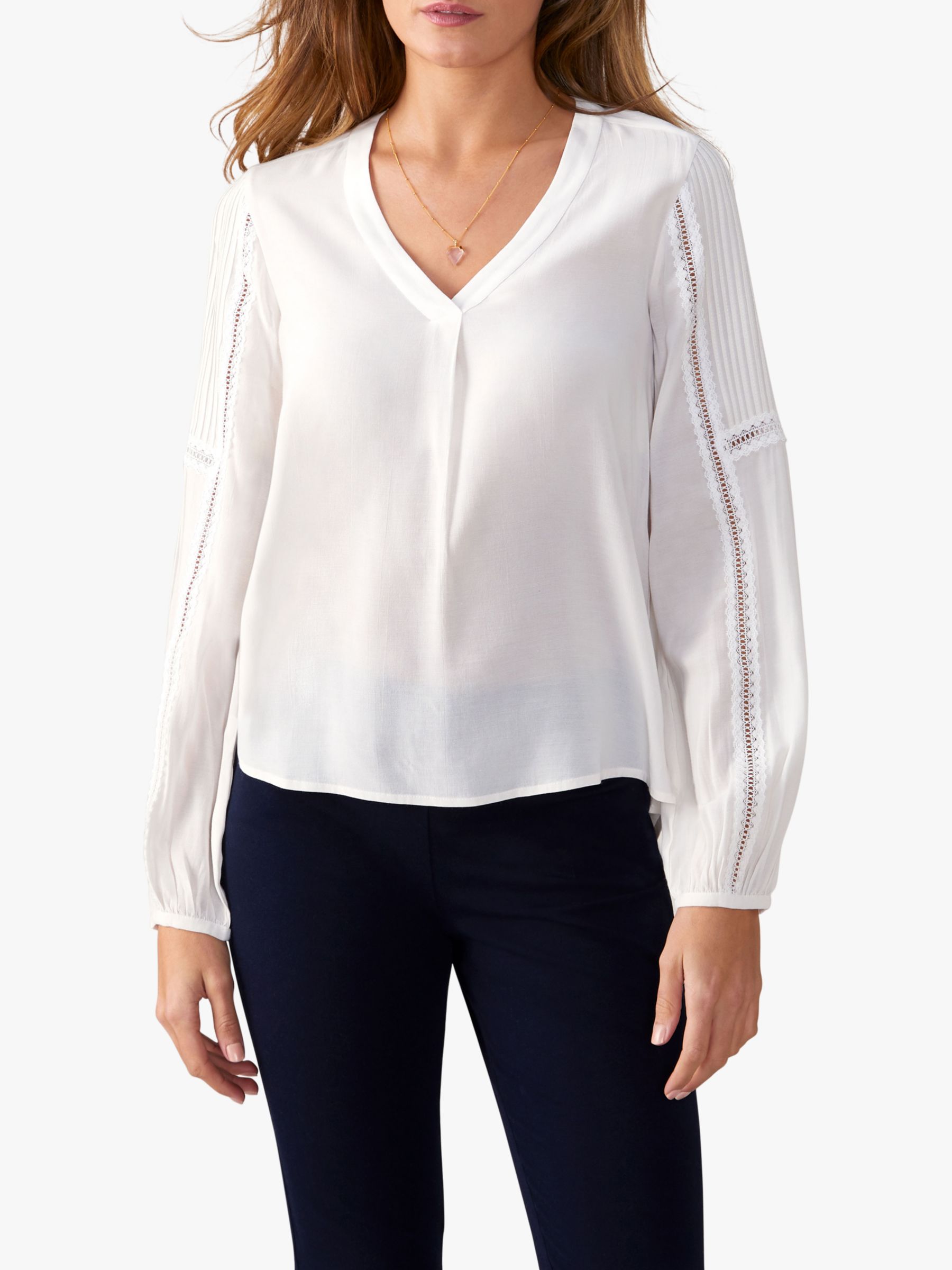 Pure Collection Lace Trim Shirt, Ivory