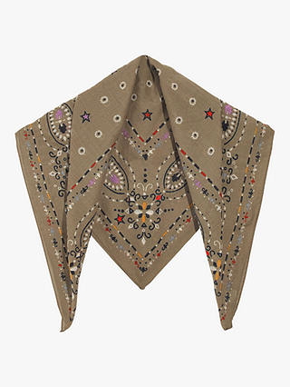 Madewell Washed Cotton Abstract Print Bandana, Expat Olive/Multi