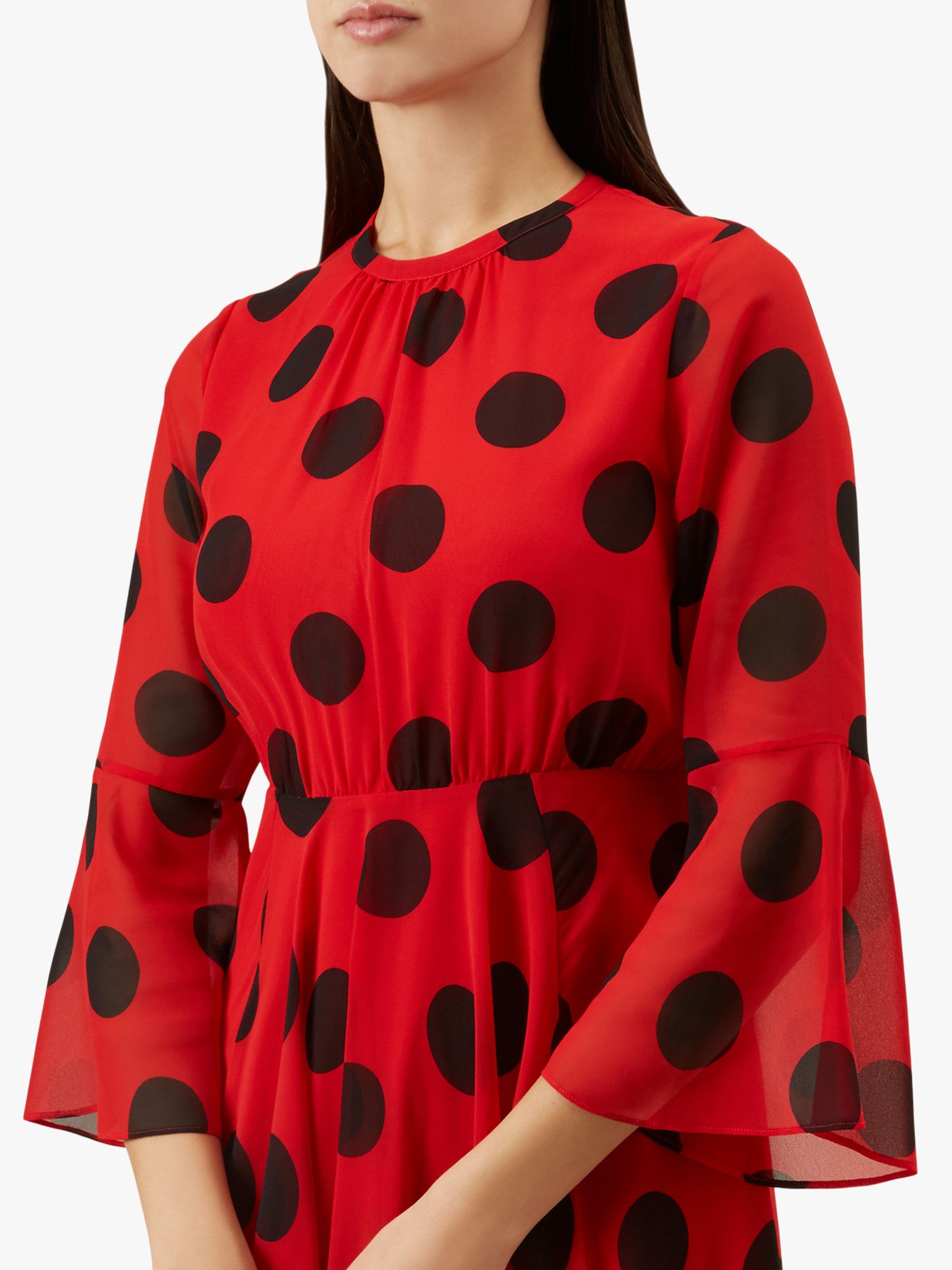red dress with black dots