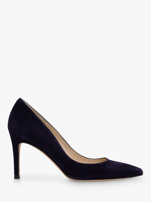 L.K.Bennett Floret Suede Pointed Toe Court Shoes, Navy Suede at John ...