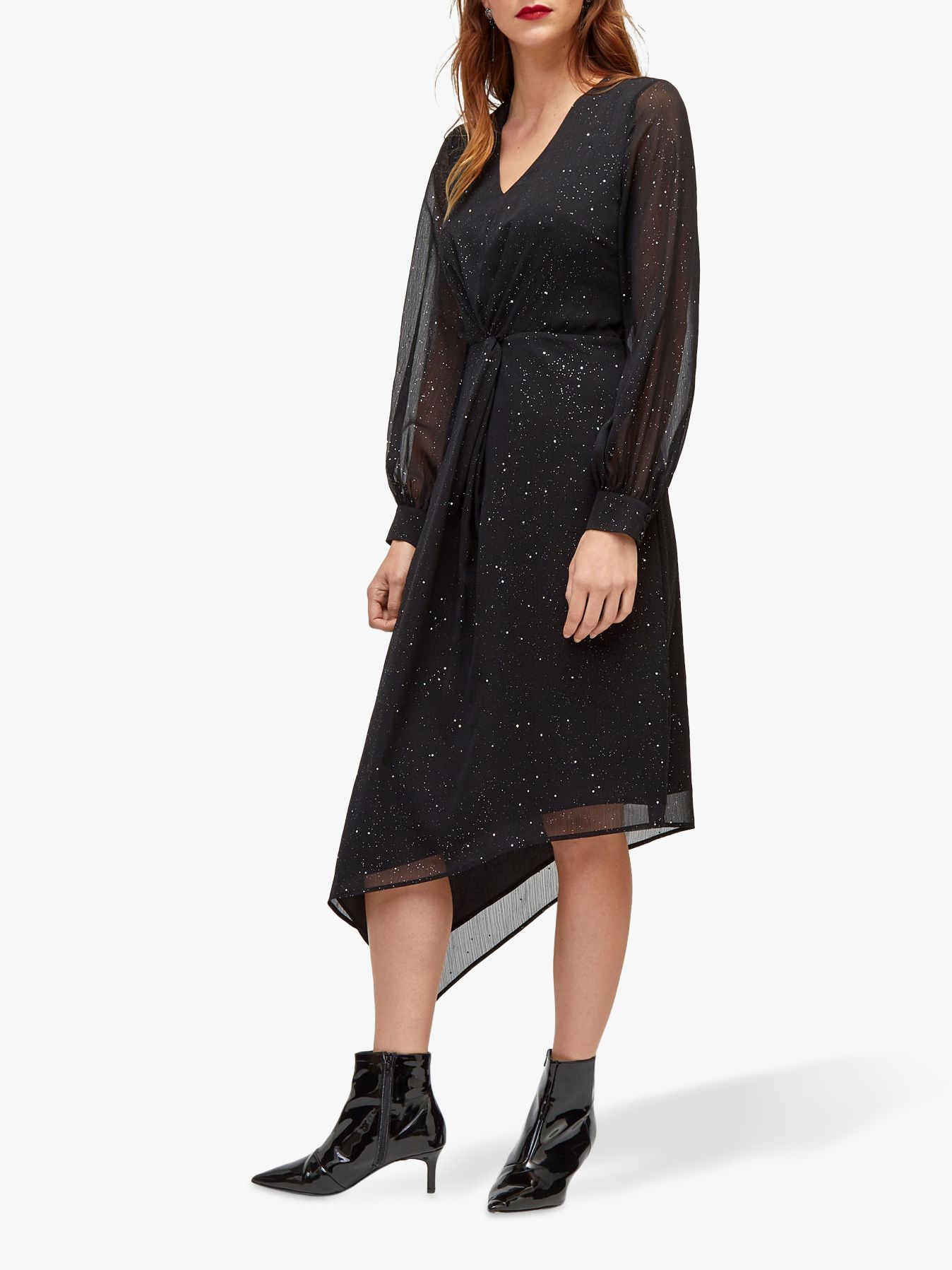 black shimmer midi dress