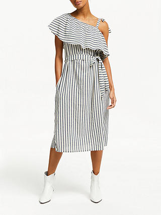 AND/OR Petra Stripe Midi Dress, White/Black