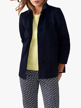 Pure Collection Single Breasted Cotton Jacket, Navy
