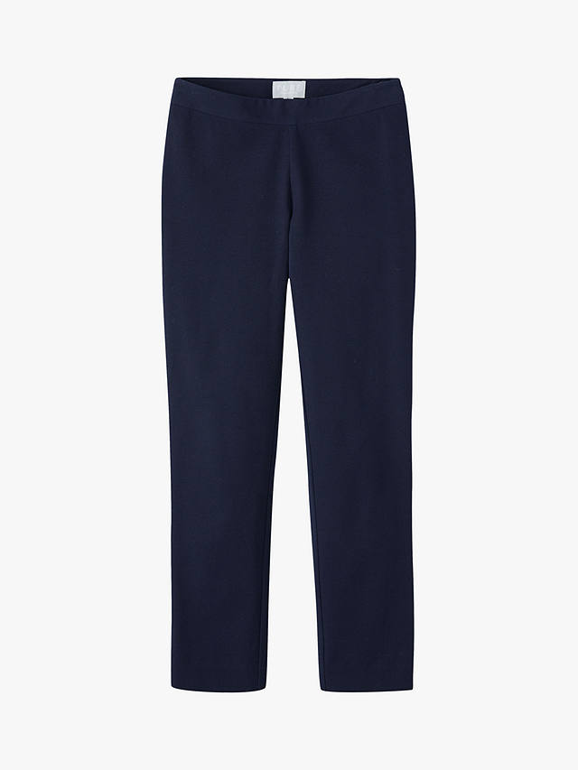 Pure Collection Cotton Stretch Cropped Trousers, Navy
