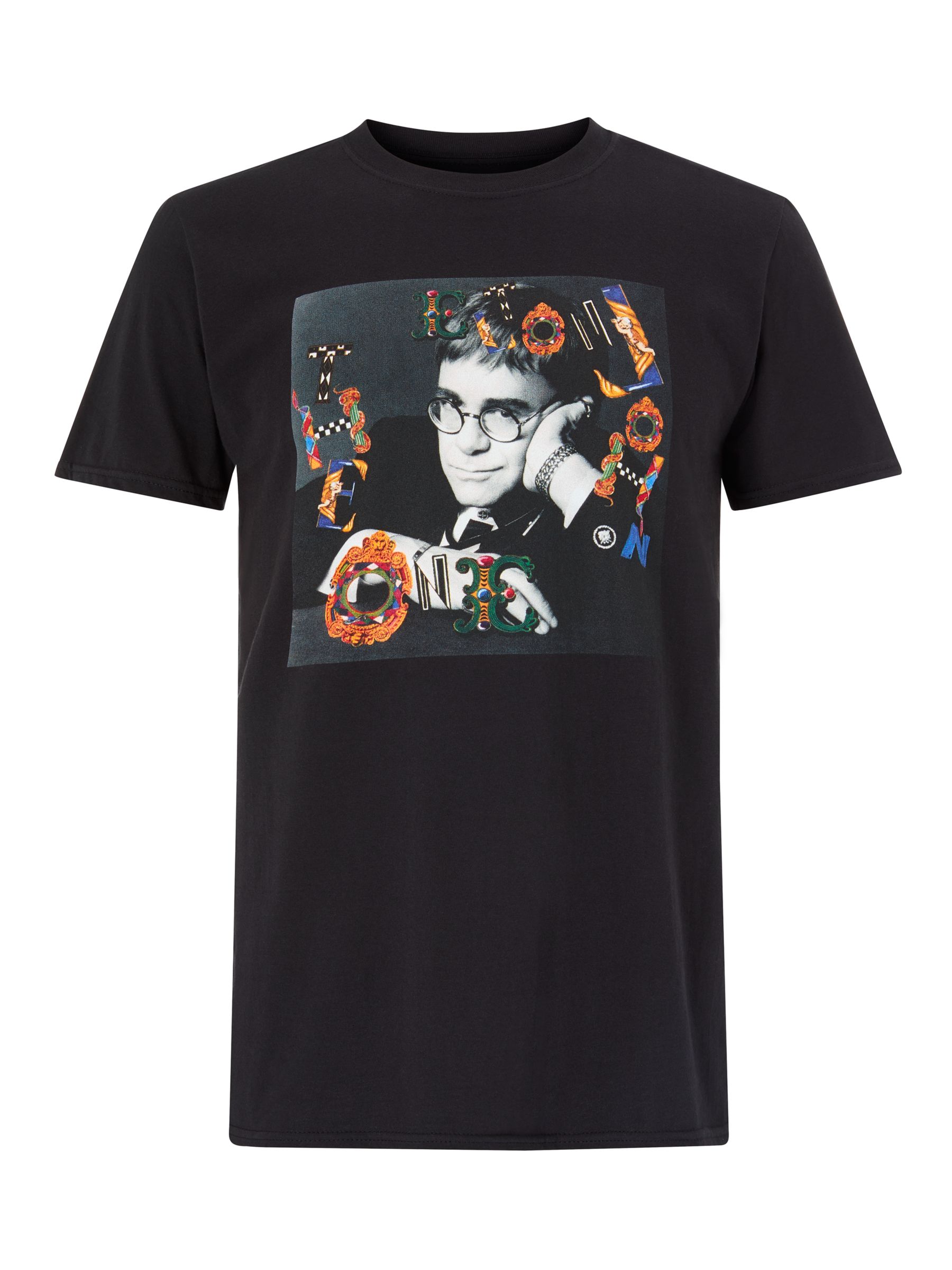 Elton John Vintage Image Graphic T-Shirt, Black at John Lewis & Partners