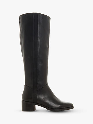 Dune Turnar Leather Knee High Boots, Black