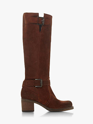 Dune Tansey Knee High Boots, Chestnut Suede