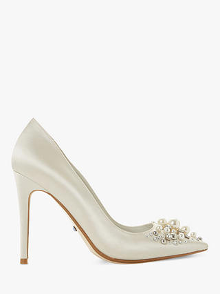 Dune Brydal Bridal Collection Embellished Stiletto Heel Court Shoes, Ivory Satin