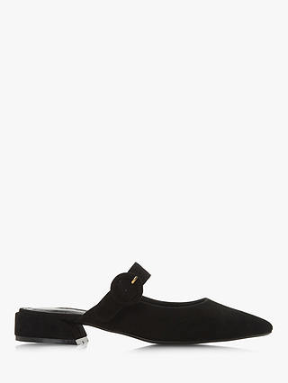 Dune Donnor Suede Buckle Slip On Mules, Black