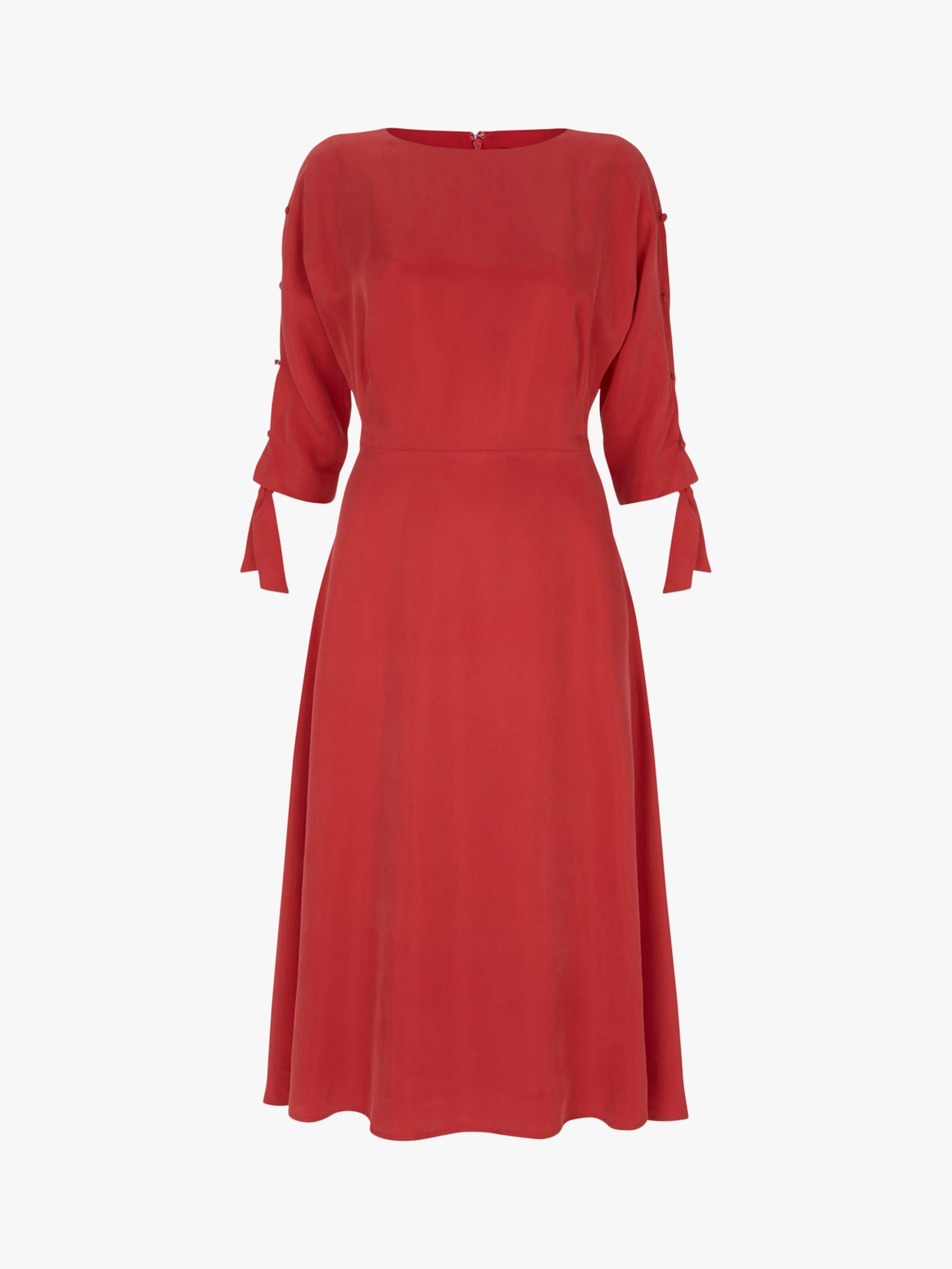 Mint Velvet Button Sleeve Midi Dress, Red
