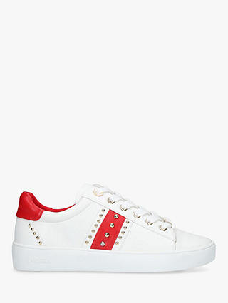 Carvela Jargon Studded Low Top Trainers, White/Red