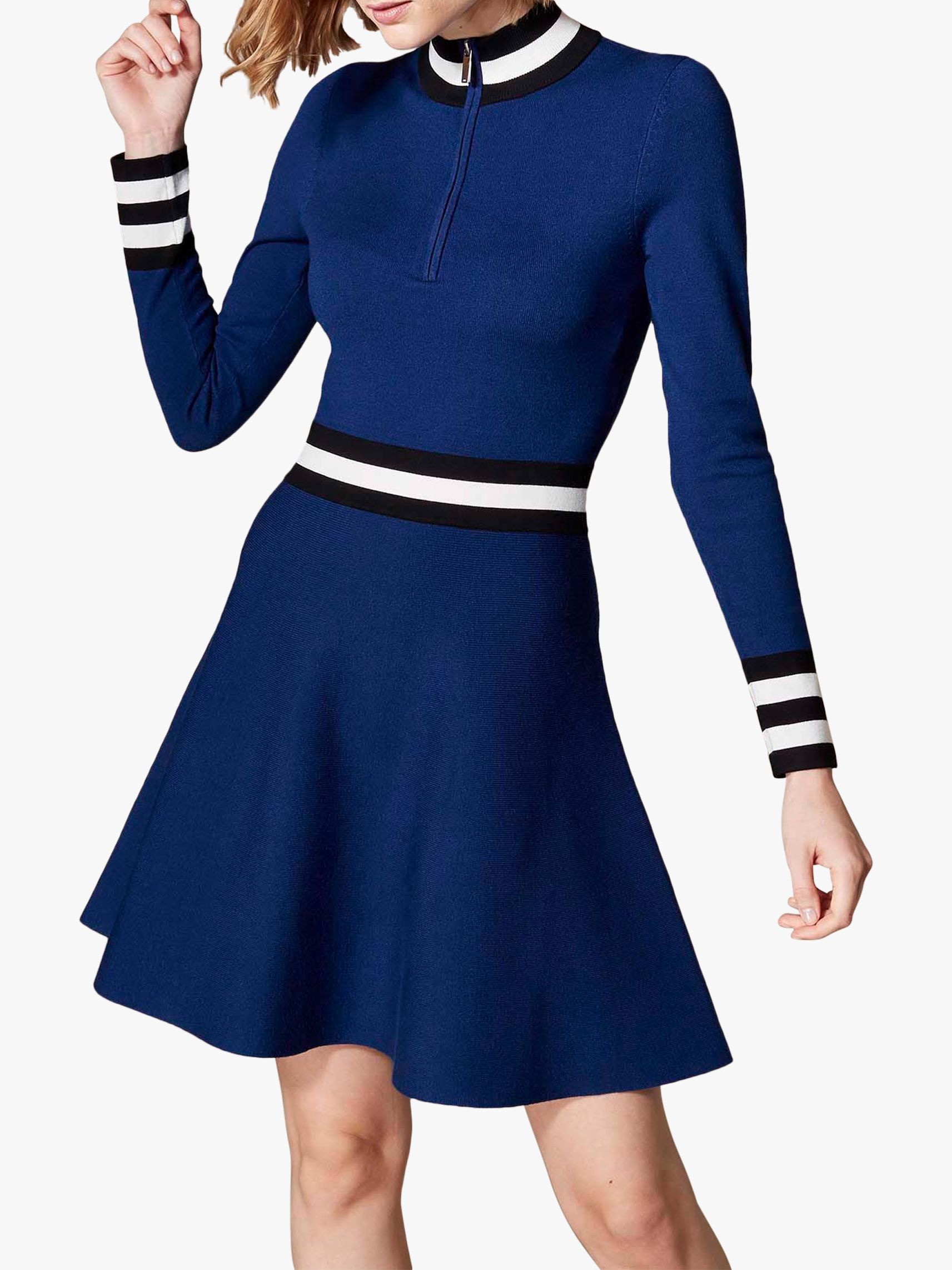Karen Millen Sporty Stripe Dress, Blue/Multi