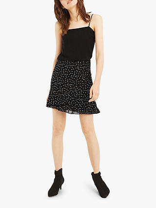 Oasis Glitter Spot Floaty Mini Skirt, Black