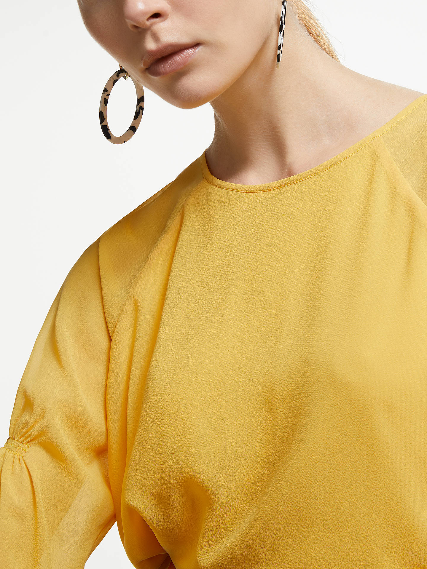 John Lewis & Partners Double Layer Georgette Top | Yellow at John Lewis