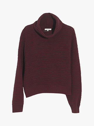 Madewell Two Harbors Side Button Turtle Neck Jumper, Heather Cherry