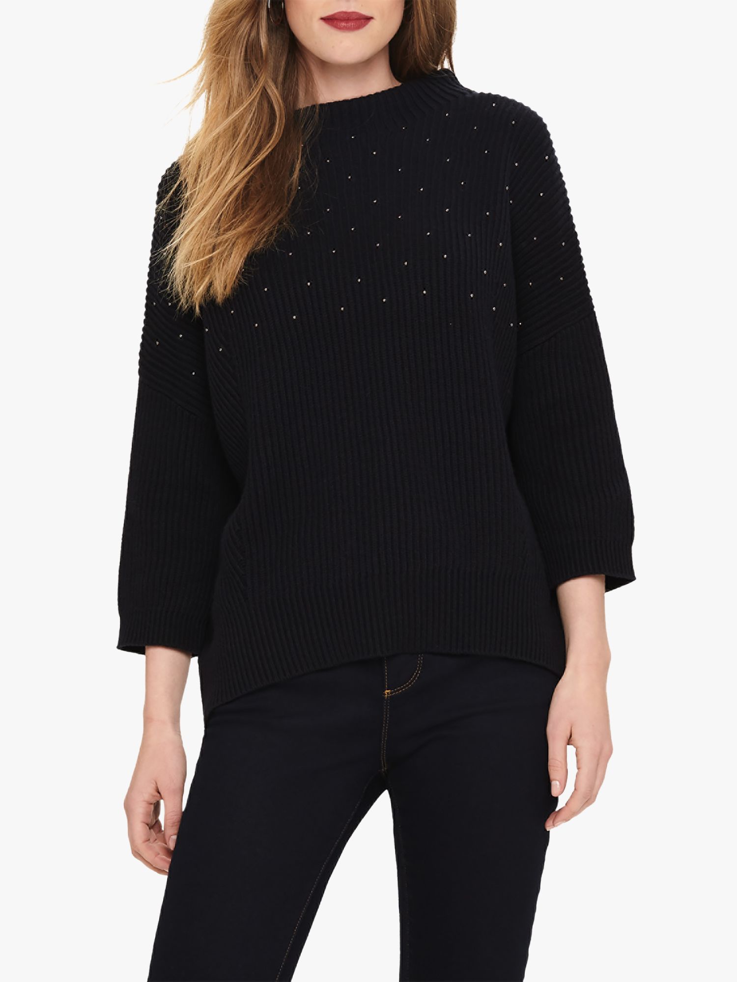 Phase Eight Bessy Beaded Chunky Knit Jumper, Navy