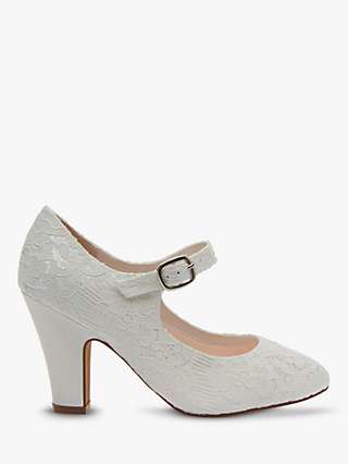 Rainbow Club Madeline Lace Detail Mary Jane Court Shoes, Ivory