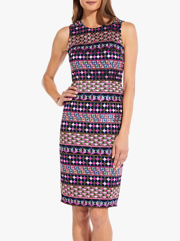 Adrianna Papell Gogo Geometric Embellished Bodycon Dress, Multi