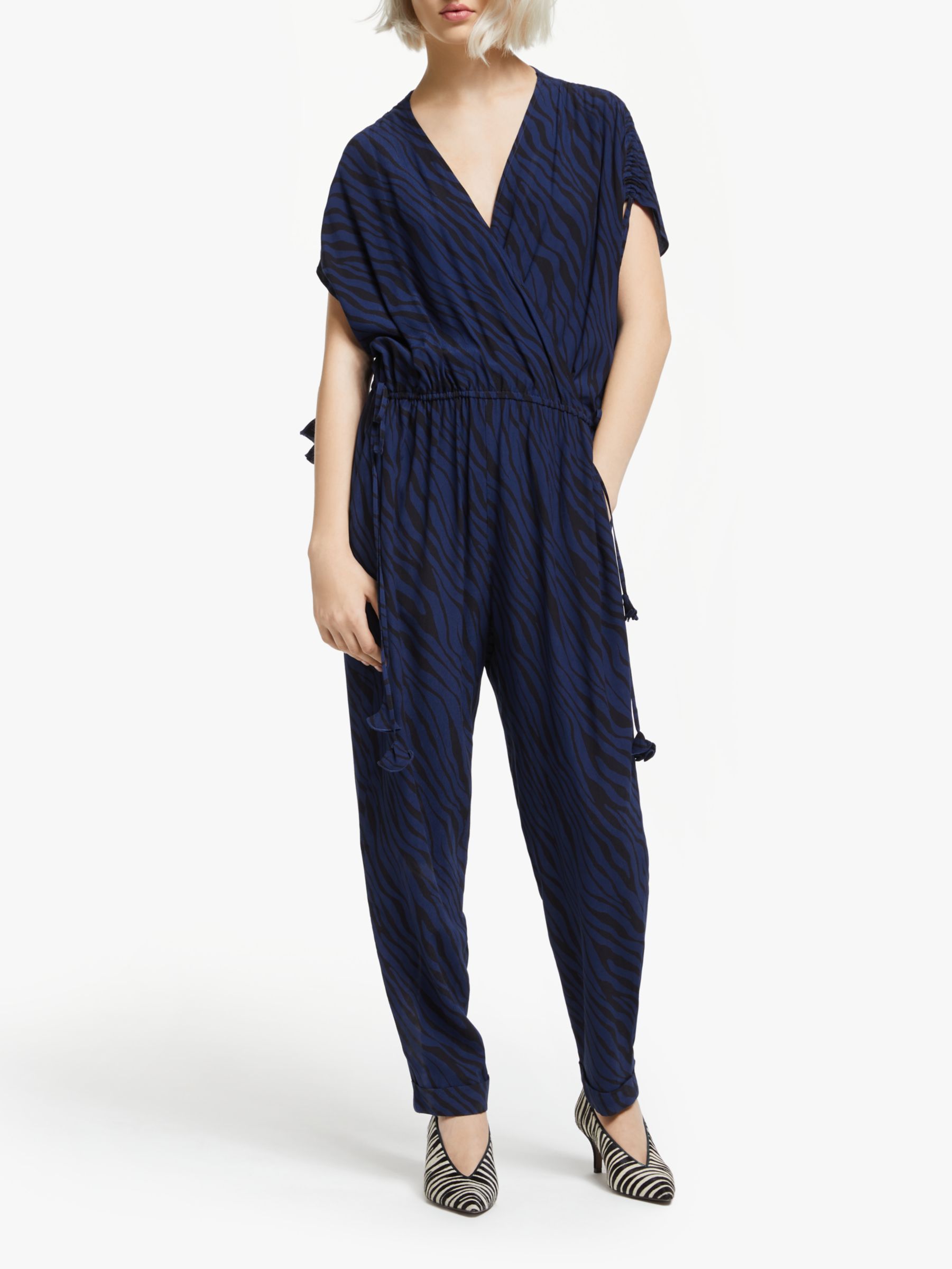 AND/OR Zebra Print Jumpsuit, Navy