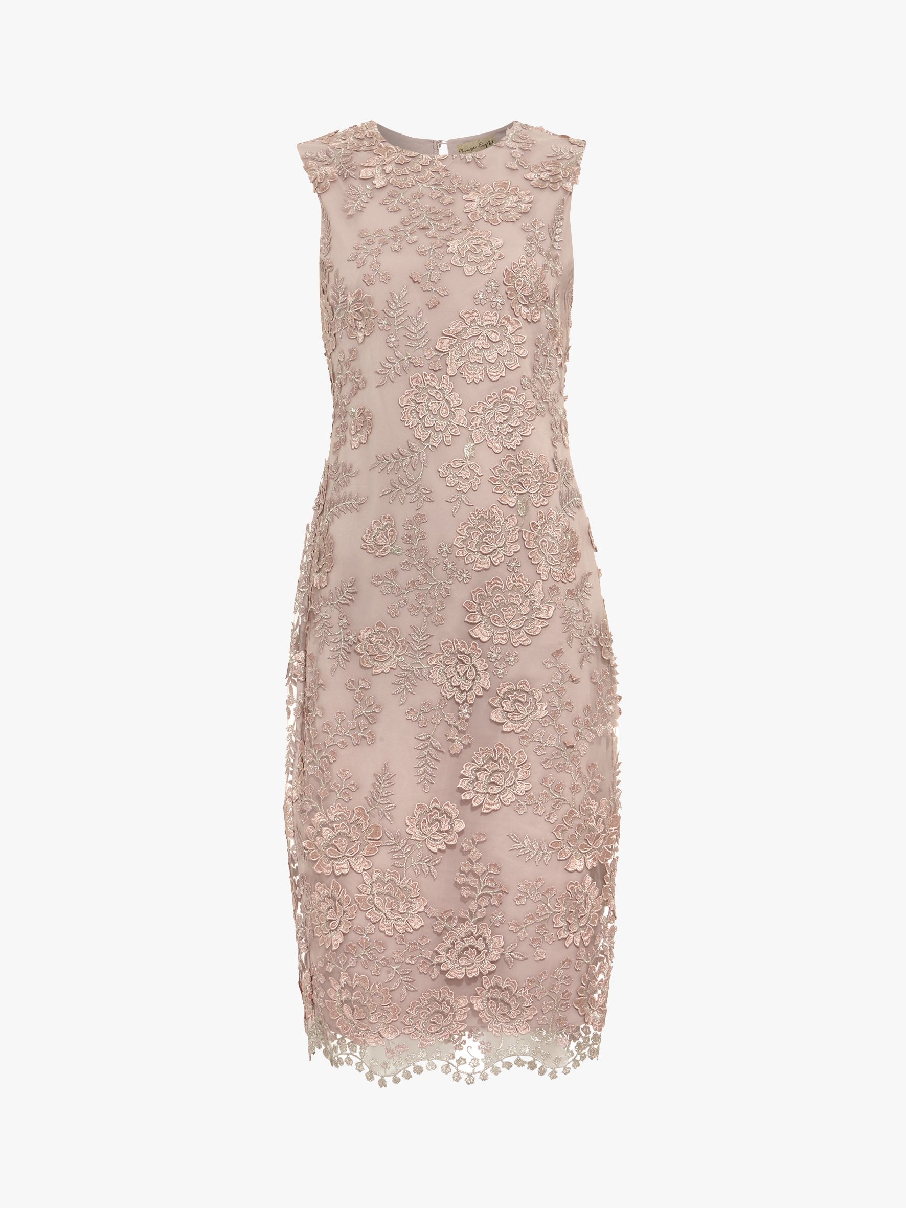 Phase Eight Teresa 3D Metallic Lace Dress, Misty Mauve at John Lewis ...
