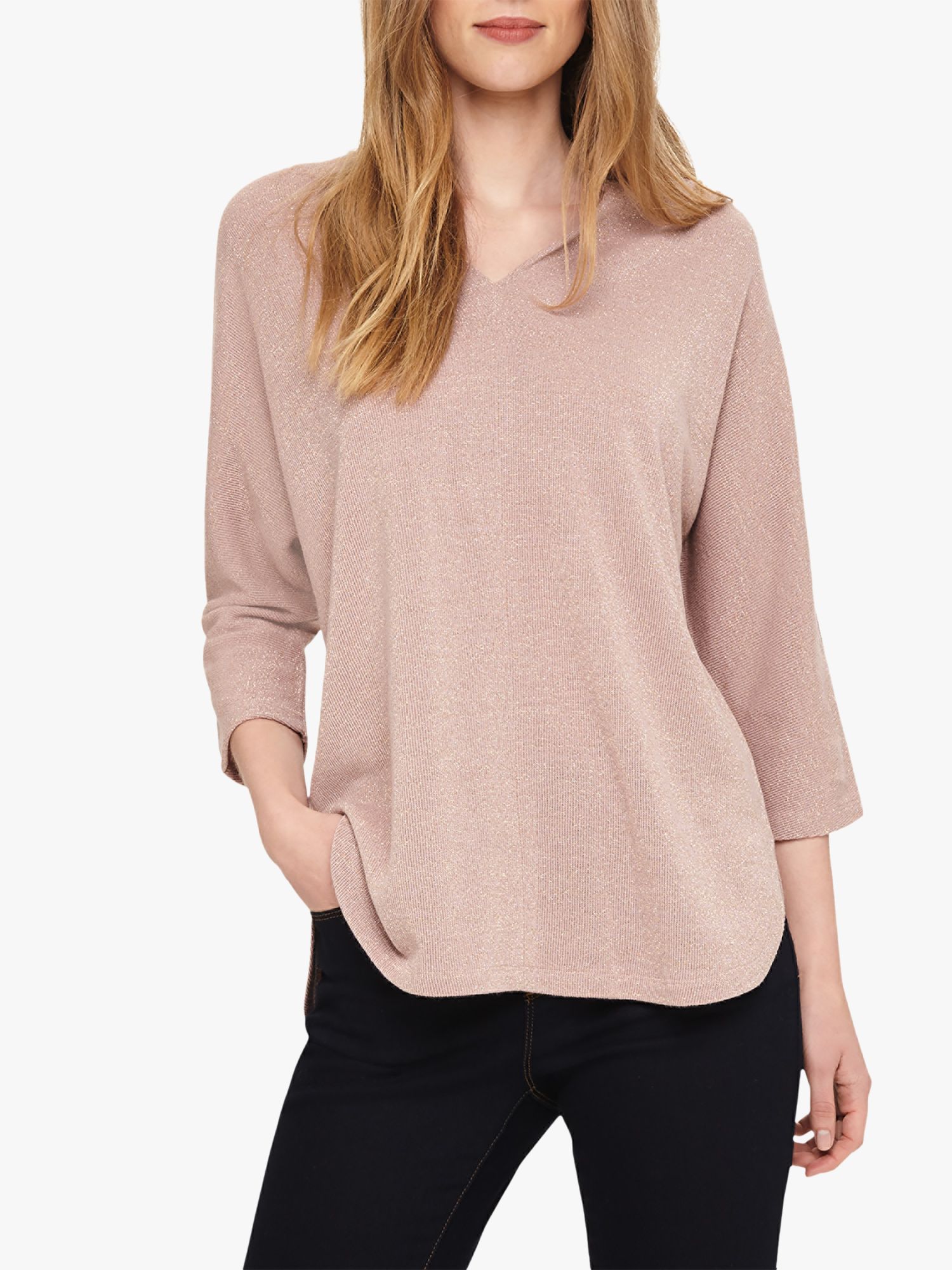 Phase Eight Viera V-Neck Jersey Top, Pale Pink