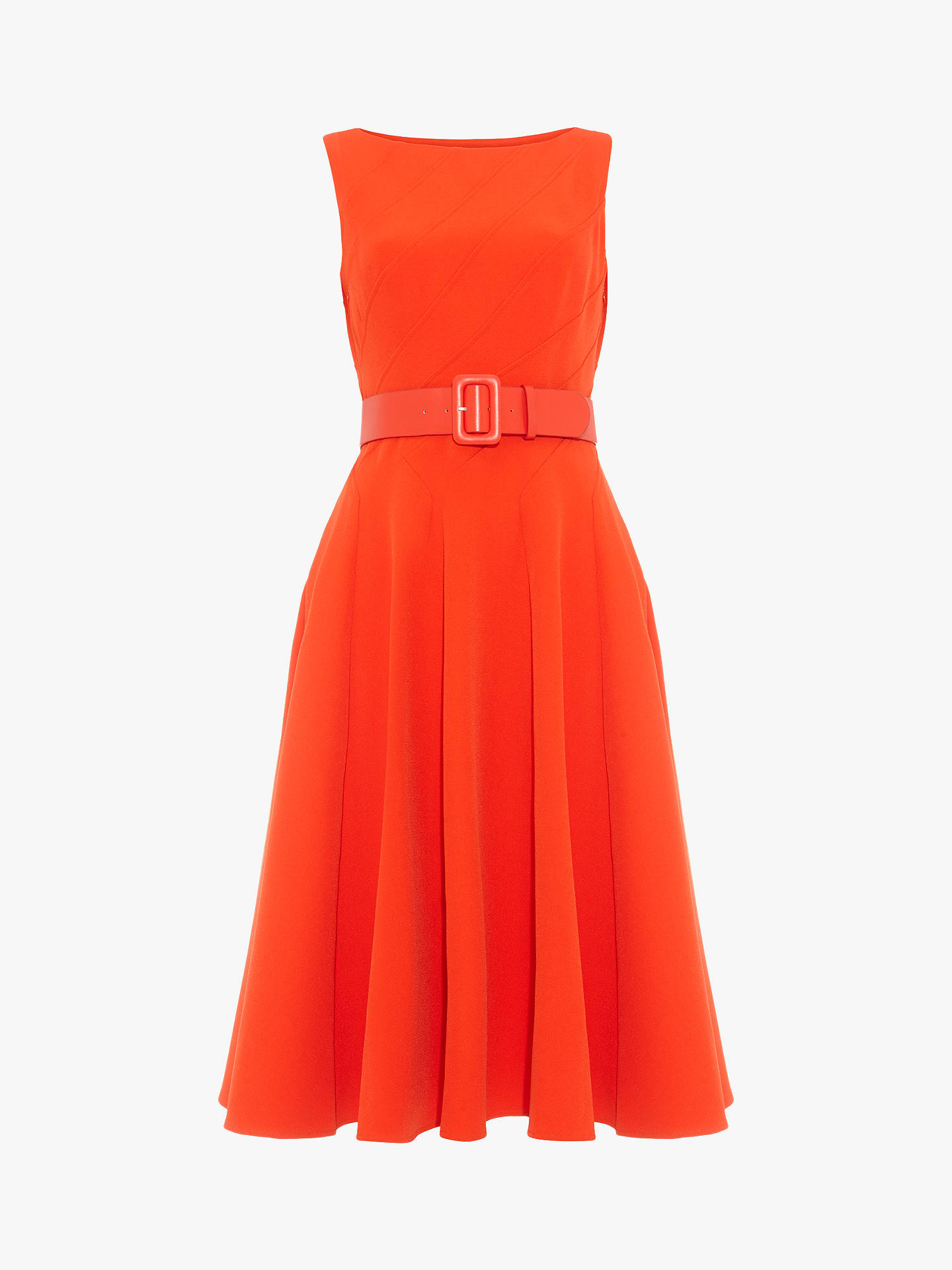 Phase Eight Shona Belted Fit and Flare Dress, Vermilion Red at John ...