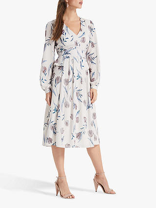 Phase Eight Emanuella Floral Printed Dress, Oyster
