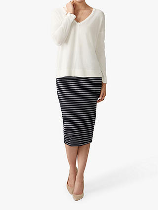 Pure Collection Jersey Tube Skirt, Navy/White