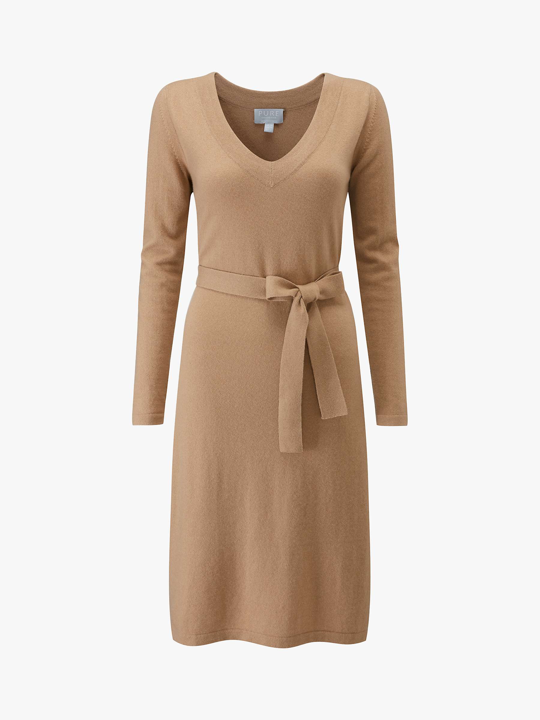 Buy Pure Collection Cashmere V-Neck Dress, Soft Walnut Online at johnlewis.com