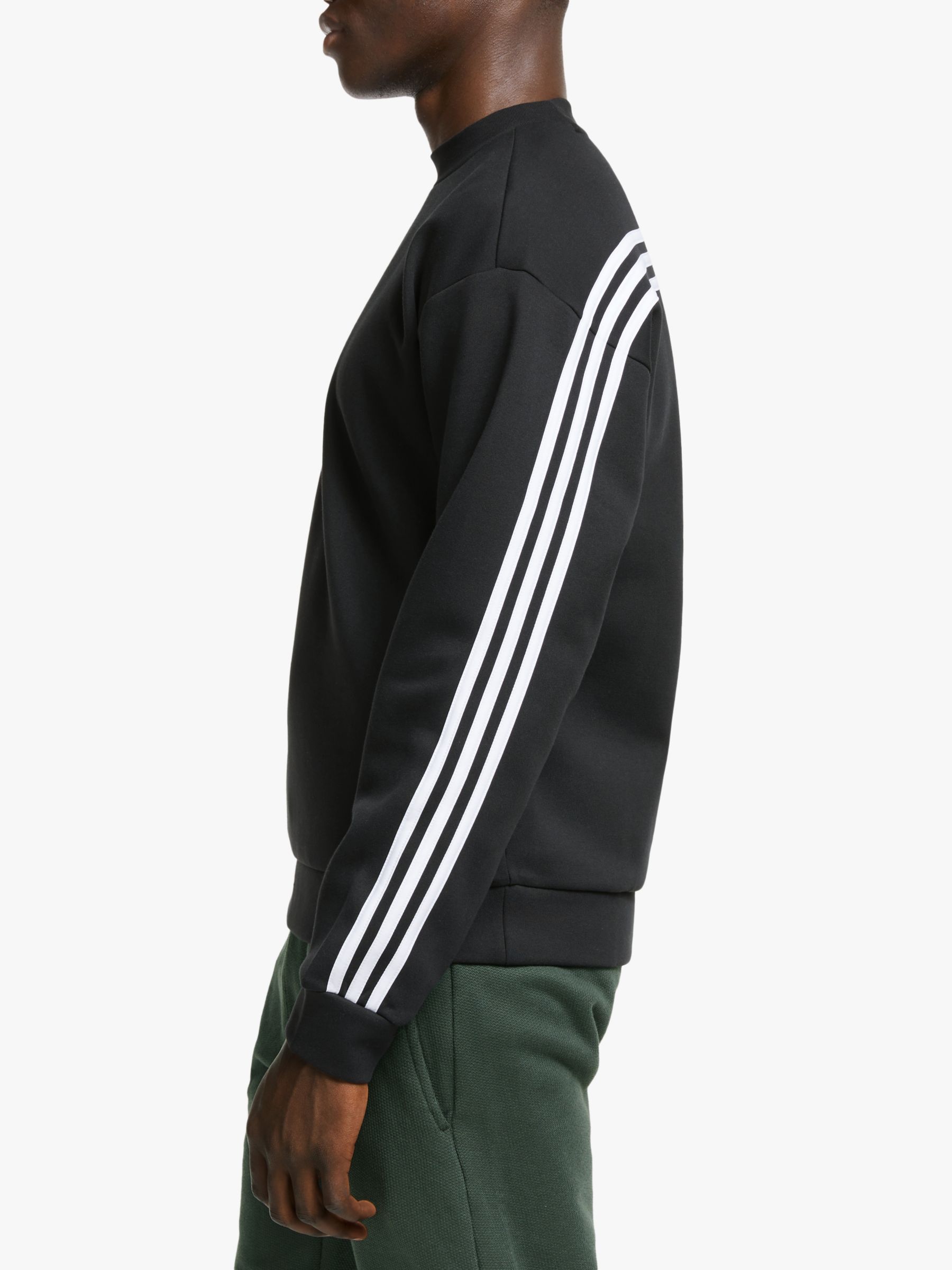 adidas black 3 stripe sweatshirt