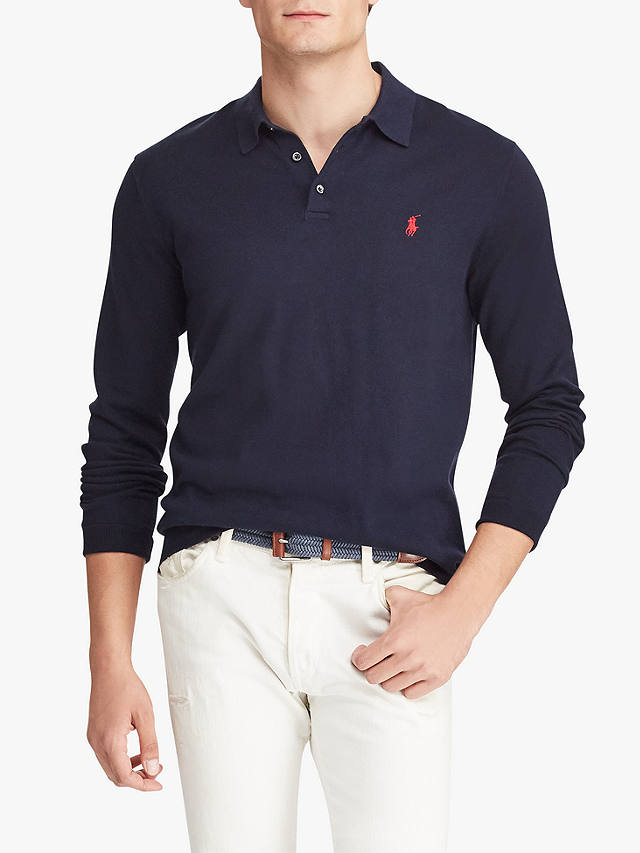 Polo Ralph Lauren Long Sleeve Knitted Polo Shirt at John Lewis & Partners