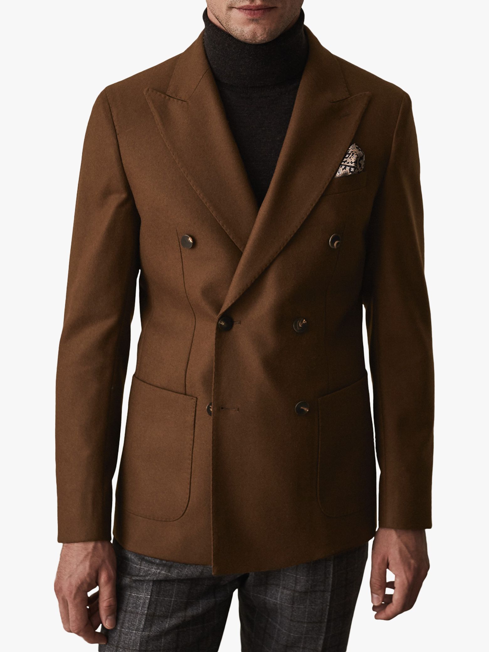 Reiss Magnum Double Breasted Wool Blazer, Copper at John Lewis & Partners