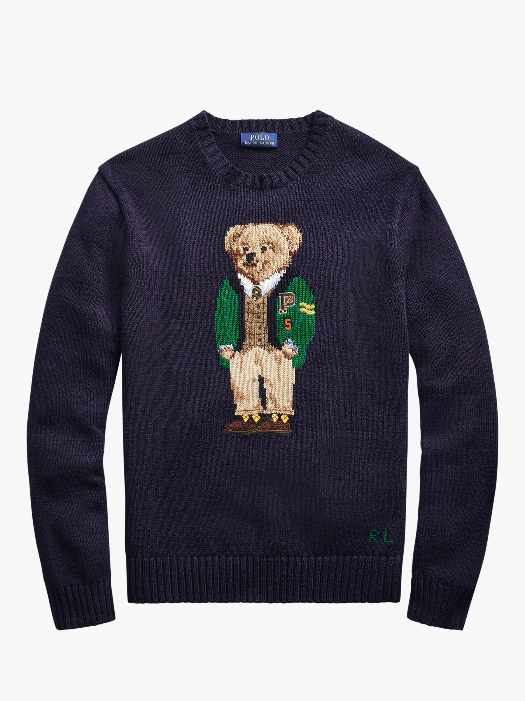 Polo Ralph Lauren University Bear Sweater, Navy at John Lewis & Partners