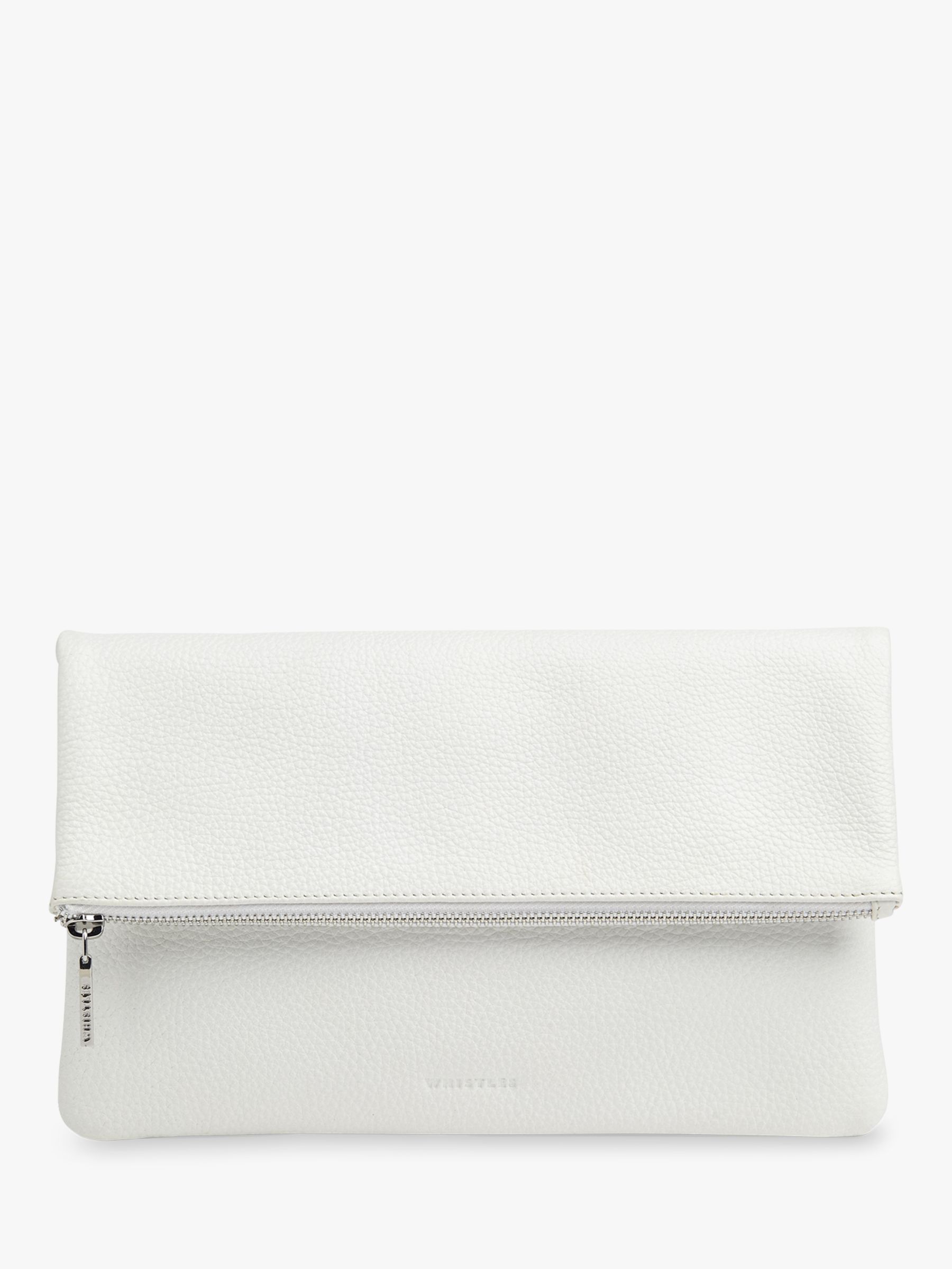 white leather clutch bag